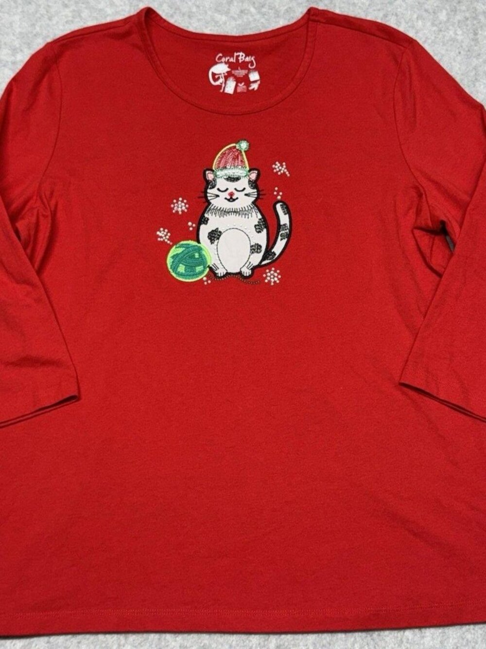 Cat Christmas Shirt Red Coral Bay Yarn Holidays